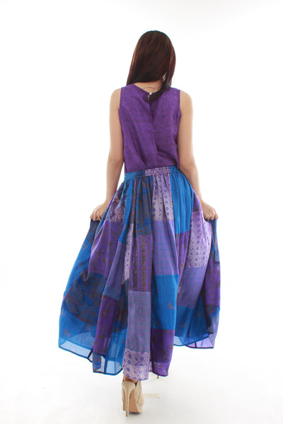Bohemian Silk Skirt (Blue & Purple)