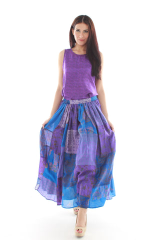 Bohemian Silk Skirt (Blue & Purple)