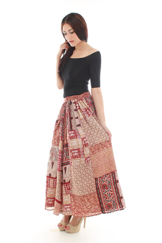 Bohemian Silk Skirt (Maroon)
