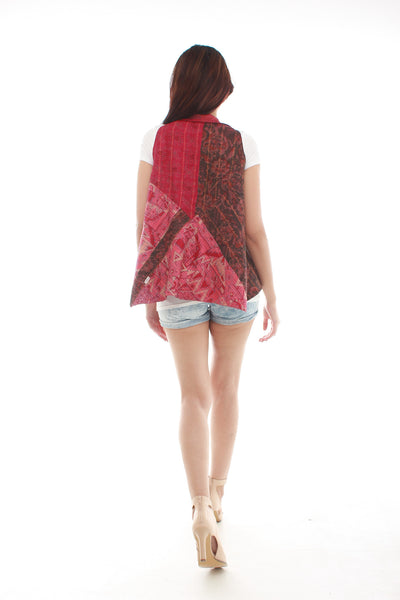 Hand Woven Silk Vest (Crimson Pink)