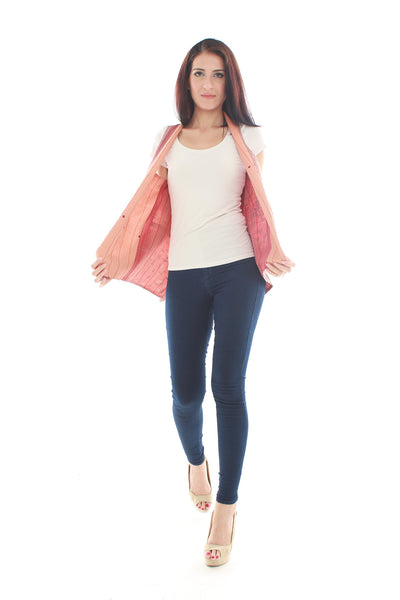 Hand Woven Silk Vest (Orange and Green)