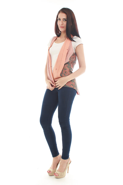 Hand Woven Silk Vest (Orange and Green)