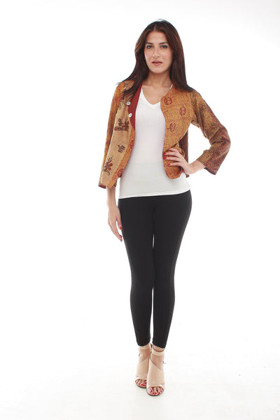 Moirai Silk Jacket (Brown))