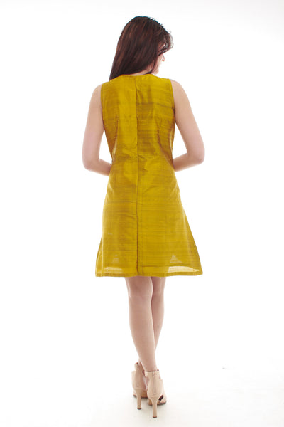 Serena Raw Silk Dress (Yellow)