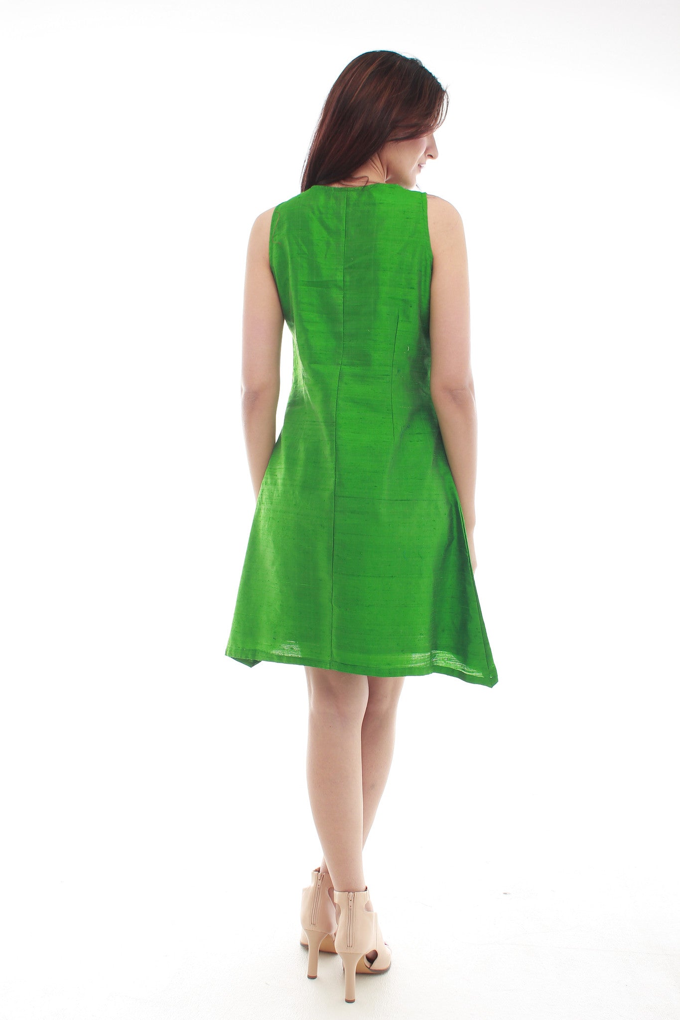 Serena Raw Silk Dress (Green) - Moirai Design House Serena Raw Silk Dress (Green) - Moirai Design House