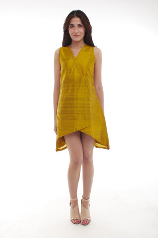 Serena Raw Silk Dress (Yellow)