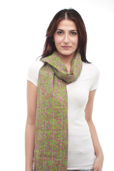 Silk Hand Woven Scarf (Green)