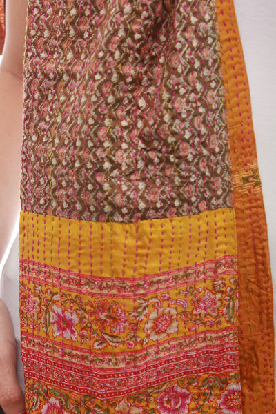 Silk Hand Woven Scarf (Pink and Yellow Mustard)