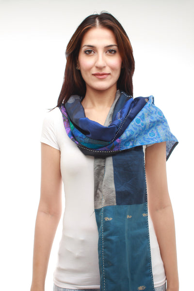 Silk Scarf Patchwork (Blue)