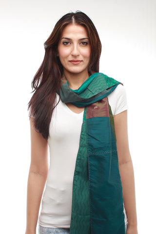 Silk Scarf Patchwork (Green)