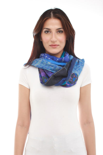 Silk Scarf Patchwork (Blue)